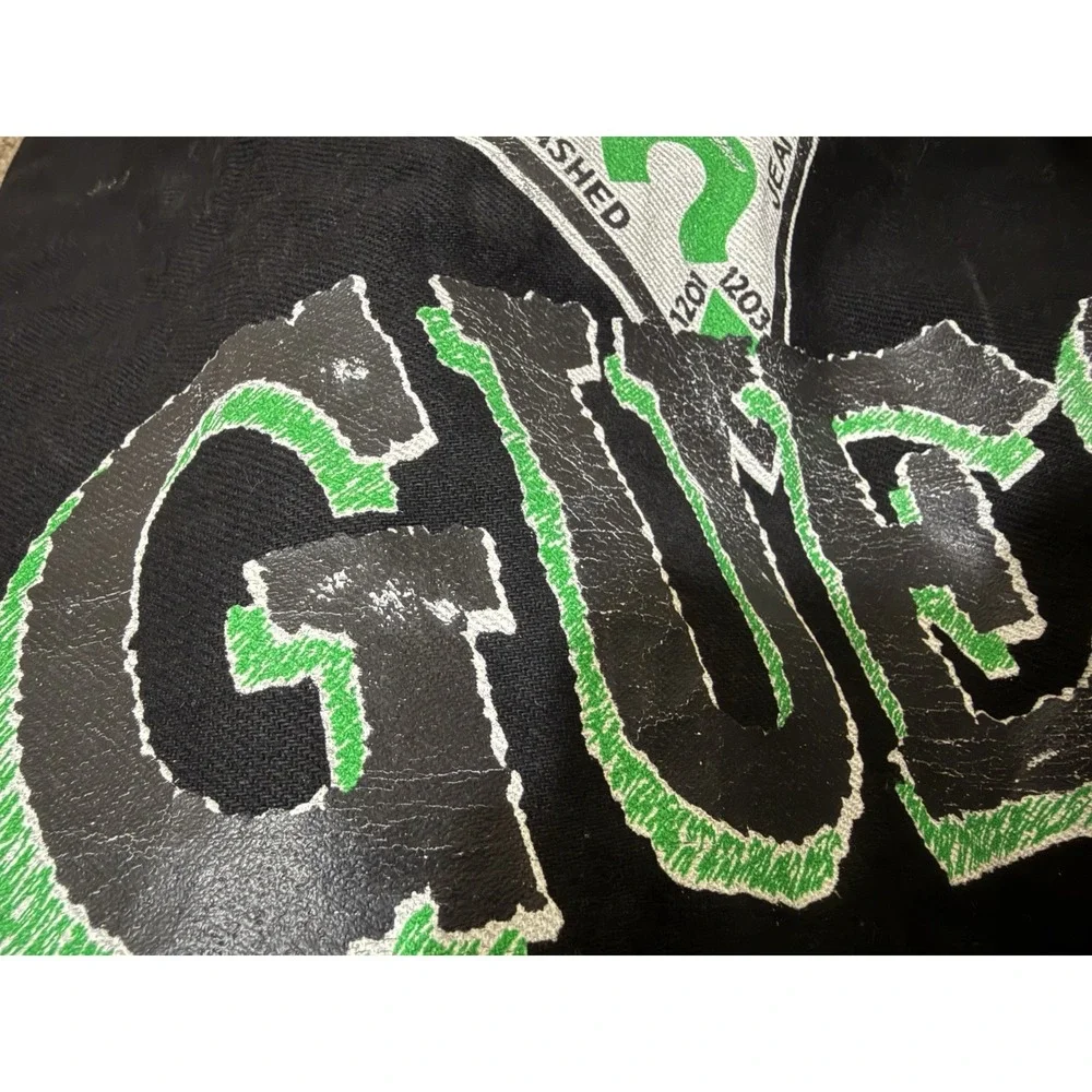 : VTG 90s Guess Jeans Canvas Drawstring Duffle Bucket Bag Black Green